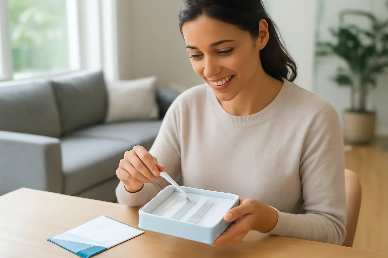 Person opening an at-home microbiome testing kit in Canada