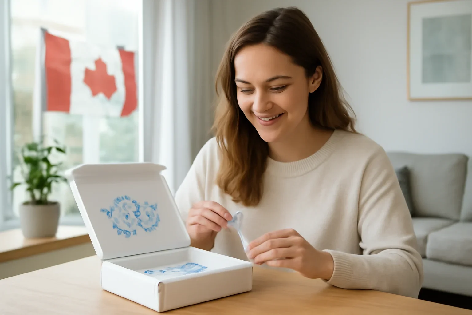 Person opening an at-home microbiome testing kit in Canada
