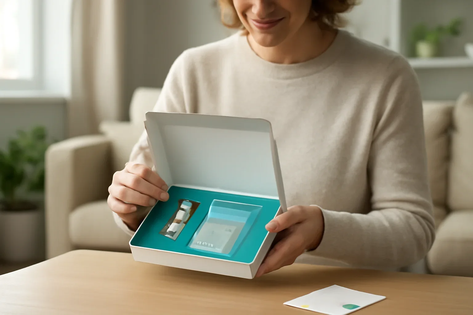 Person opening an at-home microbiome testing kit in Canada