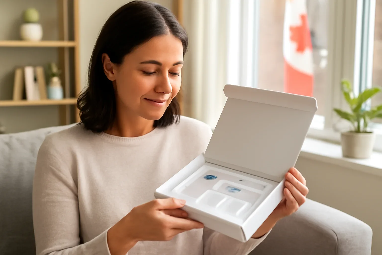 Person opening an at-home microbiome testing kit in Canada