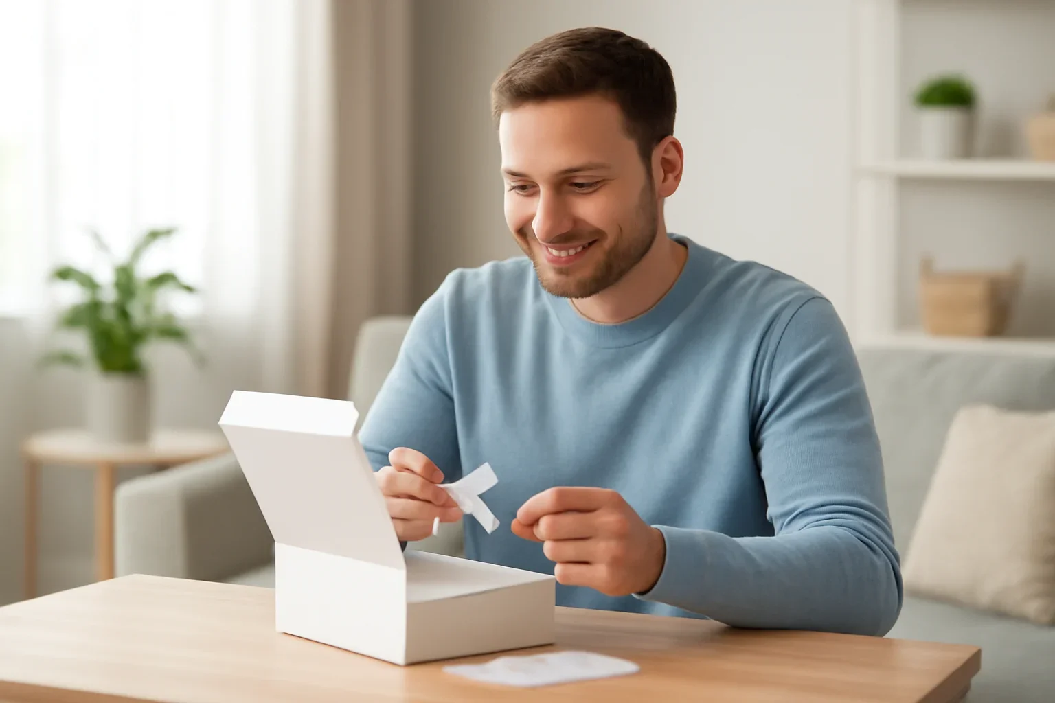 Person opening an at-home microbiome testing kit in Canada