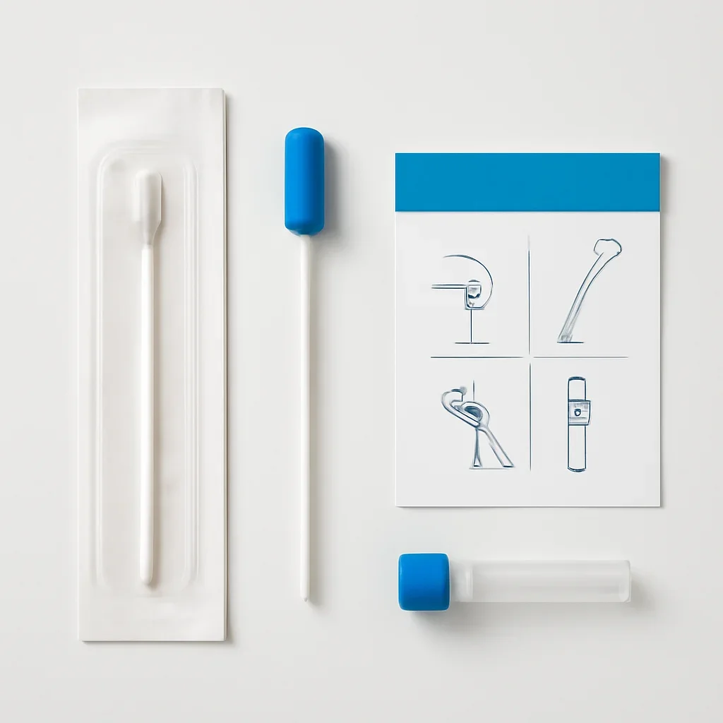 Close view of a home pharmacogenetic testing kit and instructions