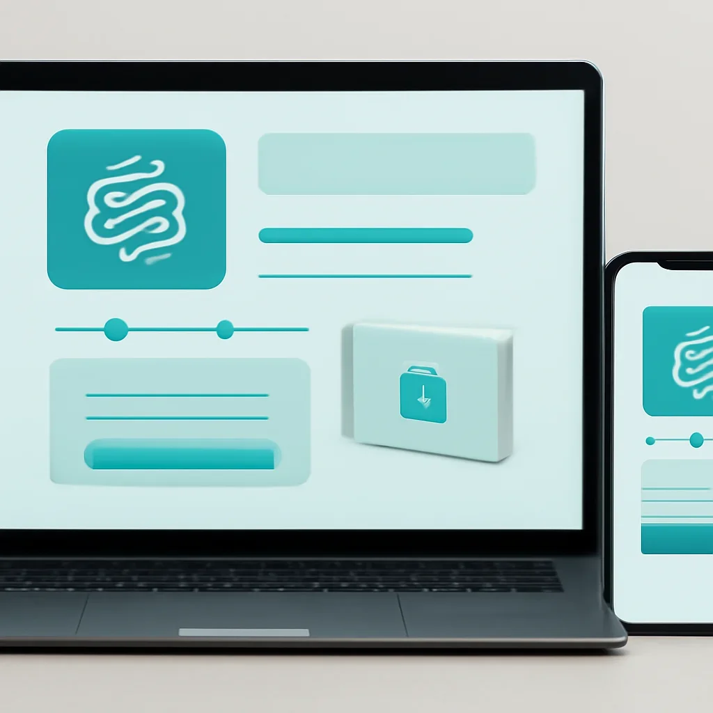 Online microbiome testing order page shown on laptop and phone screens