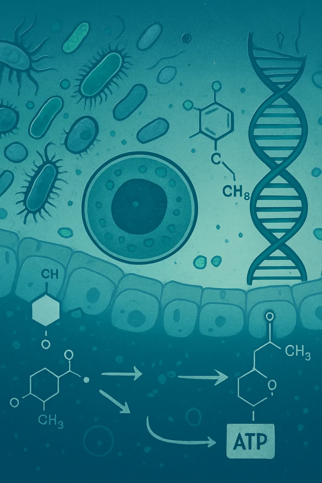 Gut microbiome, methylation pathways and cellular metabolism concept