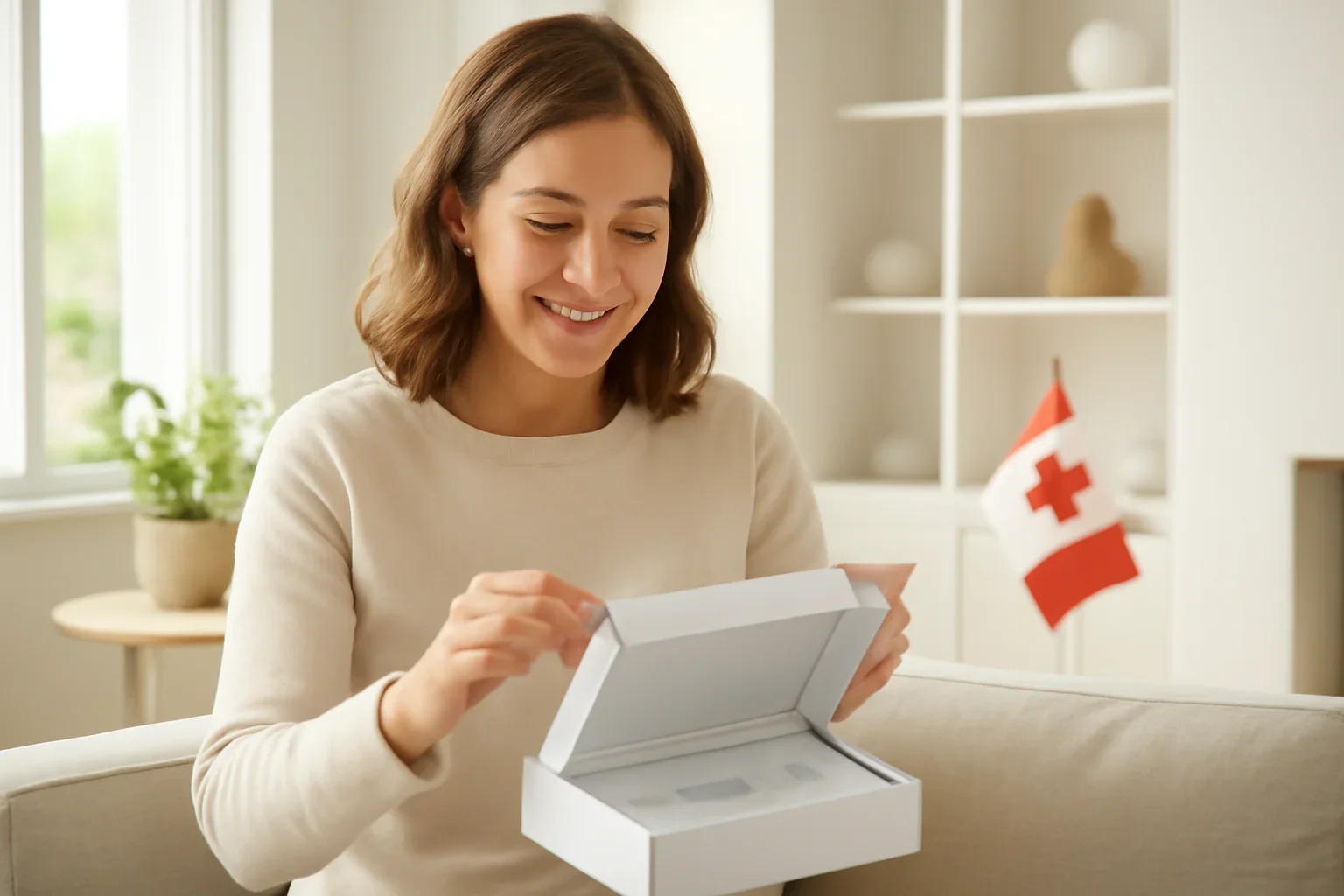 Person opening an at-home microbiome testing kit in Canada