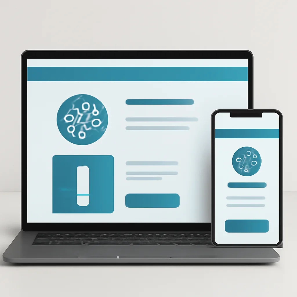Online microbiome testing order page shown on laptop and phone screens