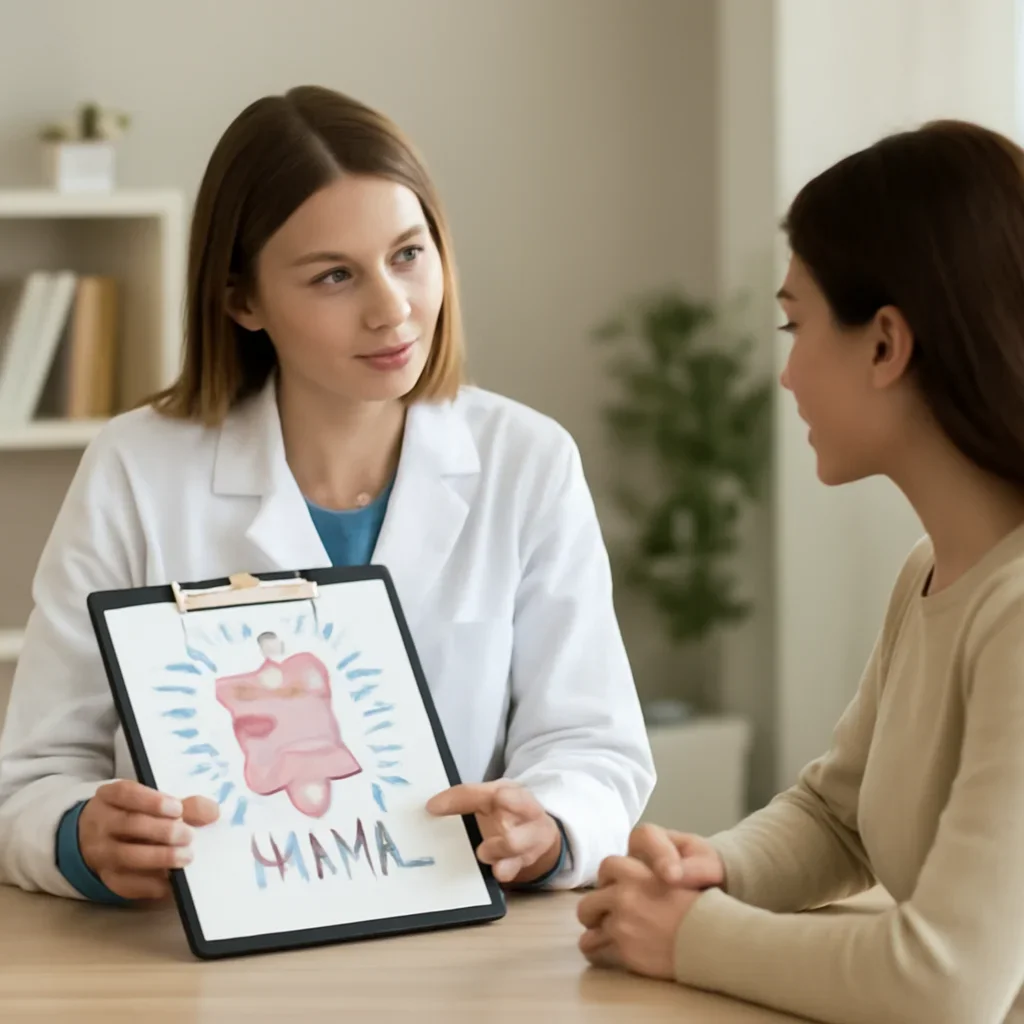 Nutrition professional reviewing a gut health report with a client