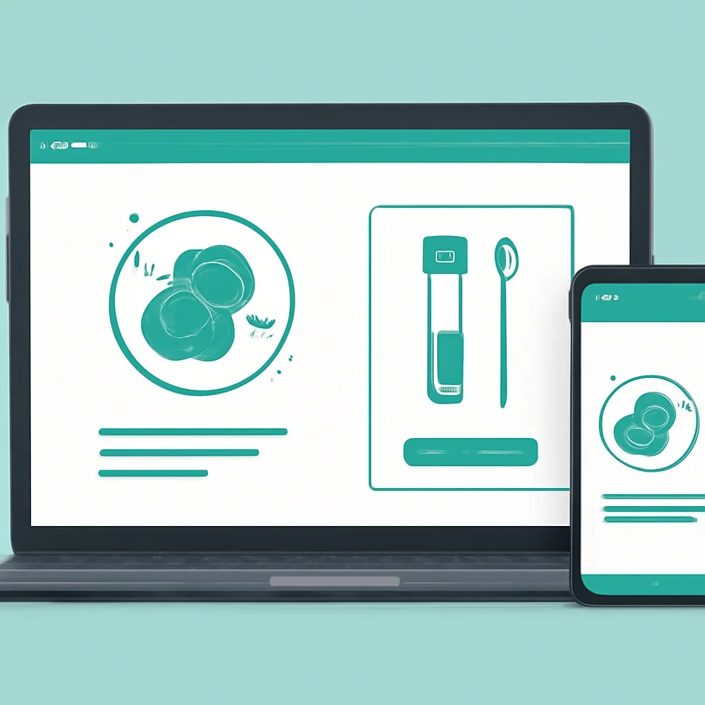 Online microbiome testing order page shown on laptop and phone screens