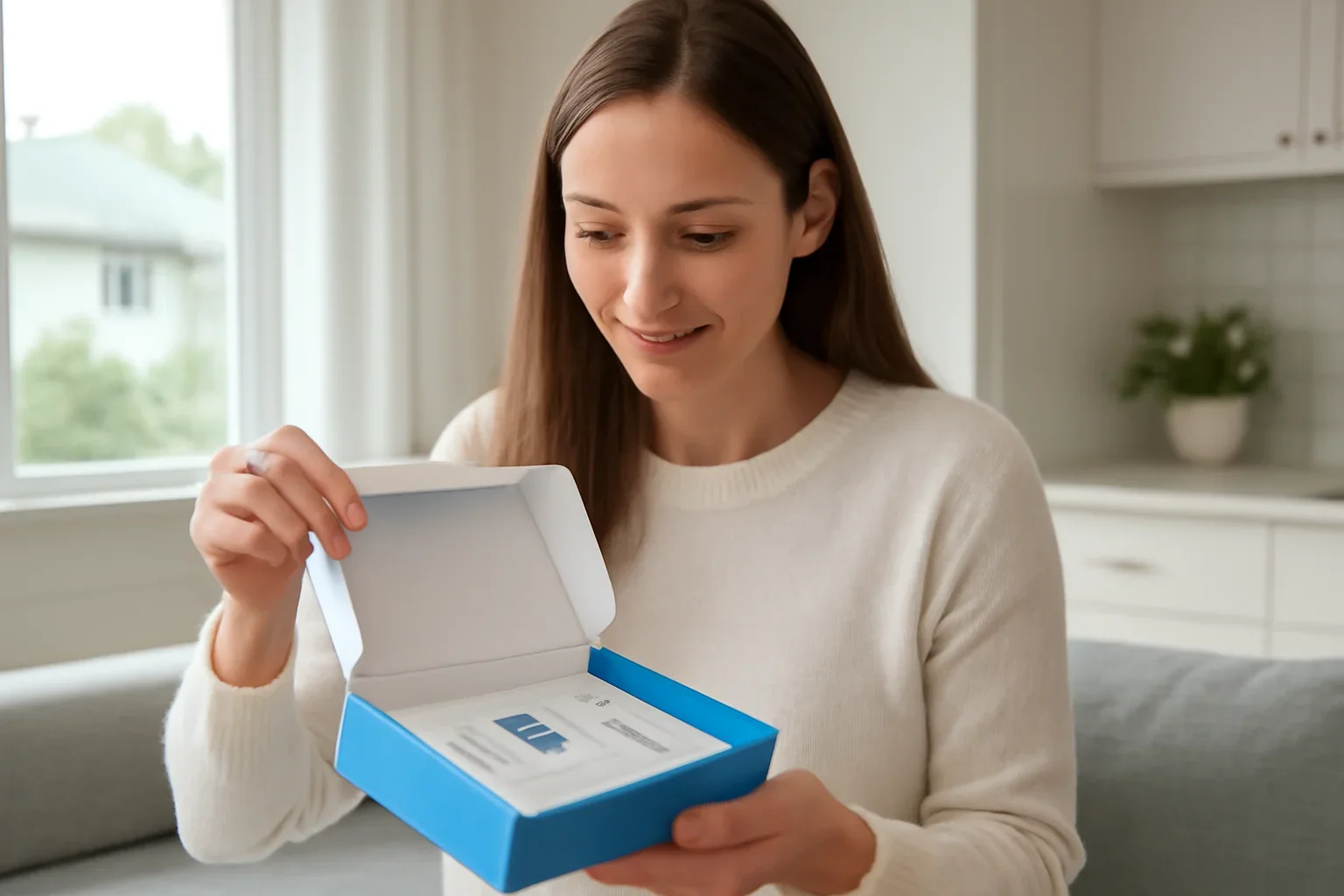Person opening an at-home microbiome testing kit in Canada