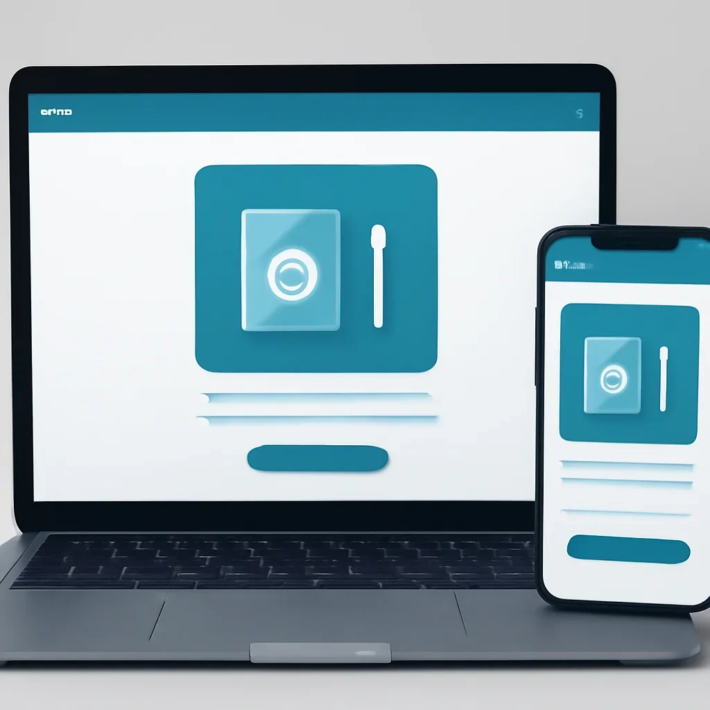 Online microbiome testing order page shown on laptop and phone screens