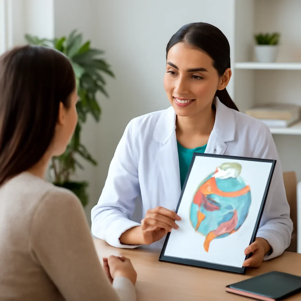 Nutrition professional reviewing a gut health report with a client