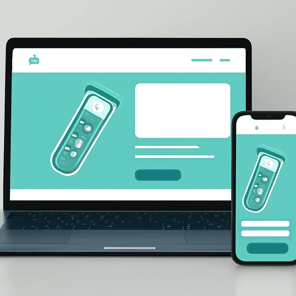 Online microbiome testing order page shown on laptop and phone screens