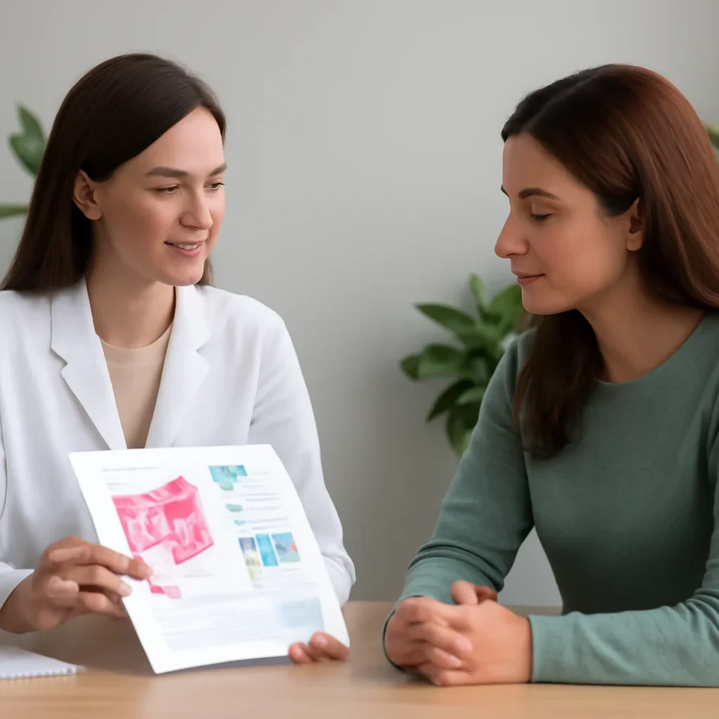 Nutrition professional reviewing a gut health report with a client