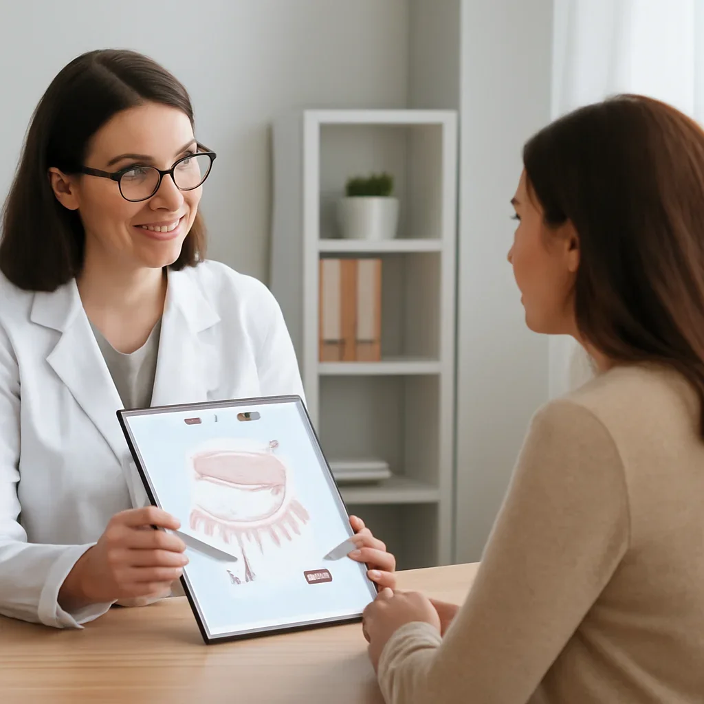Nutrition professional reviewing a gut health report with a client