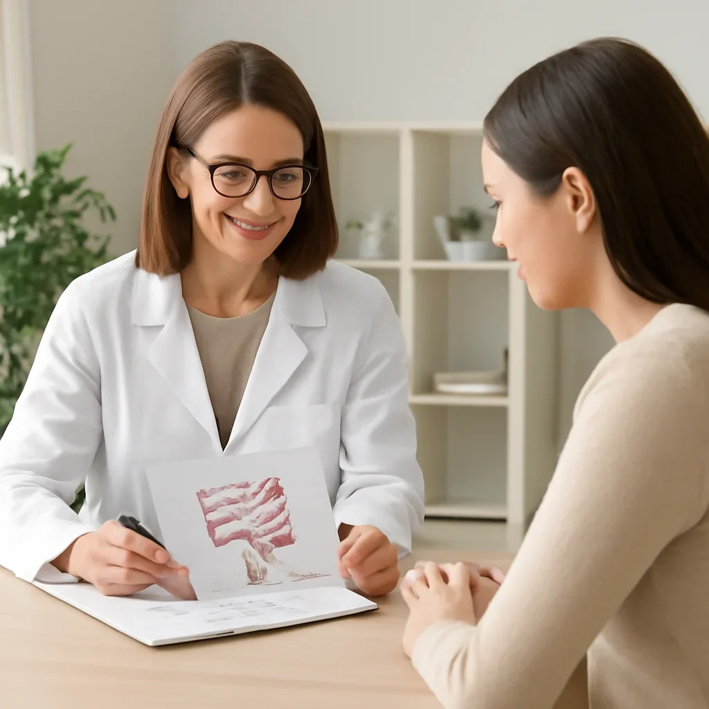 Nutrition professional reviewing a gut health report with a client