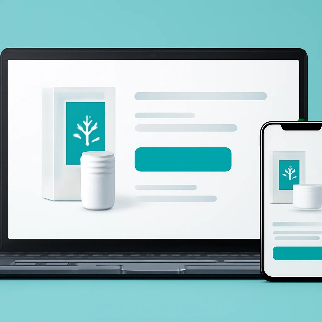 Online microbiome testing order page shown on laptop and phone screens