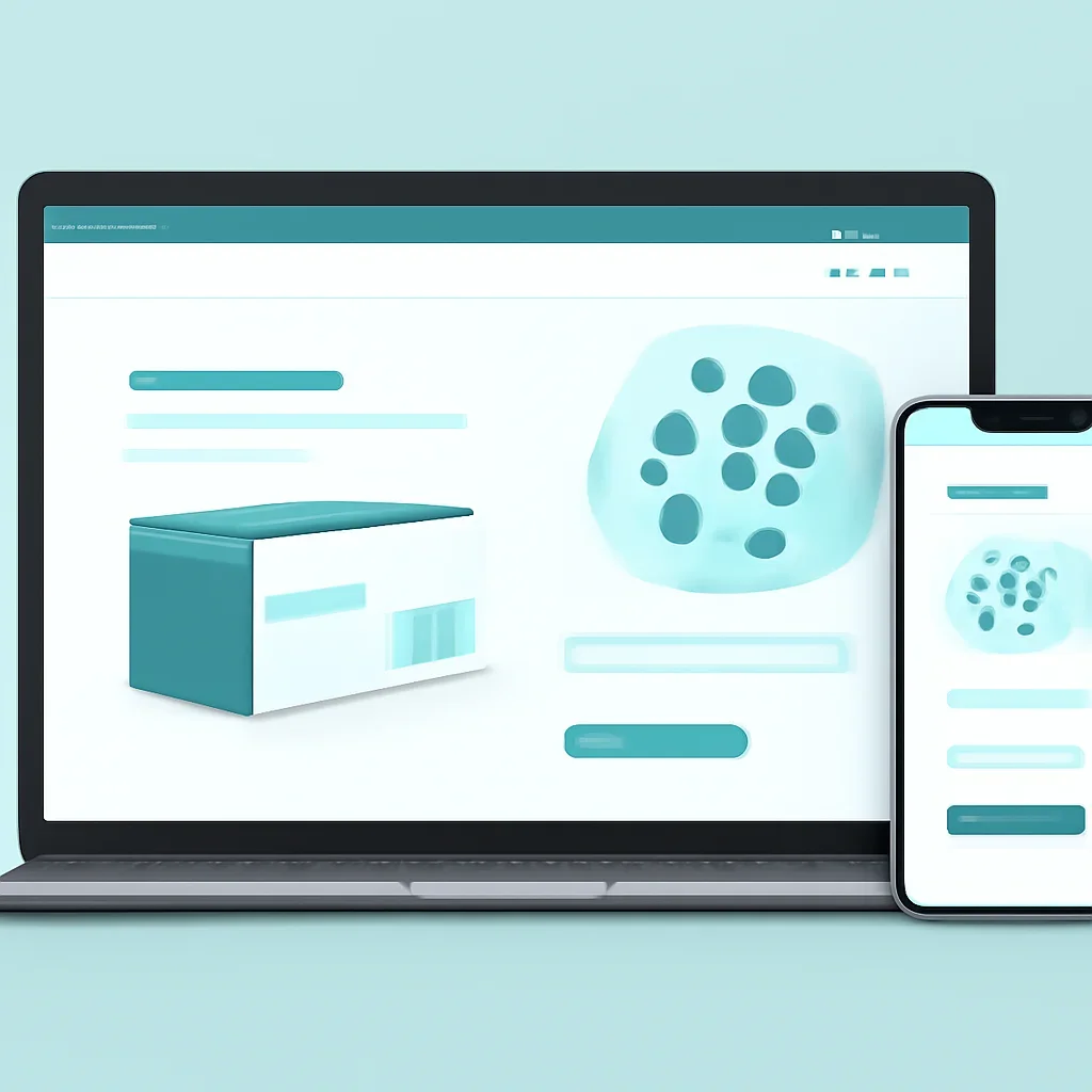 Online microbiome testing order page shown on laptop and phone screens