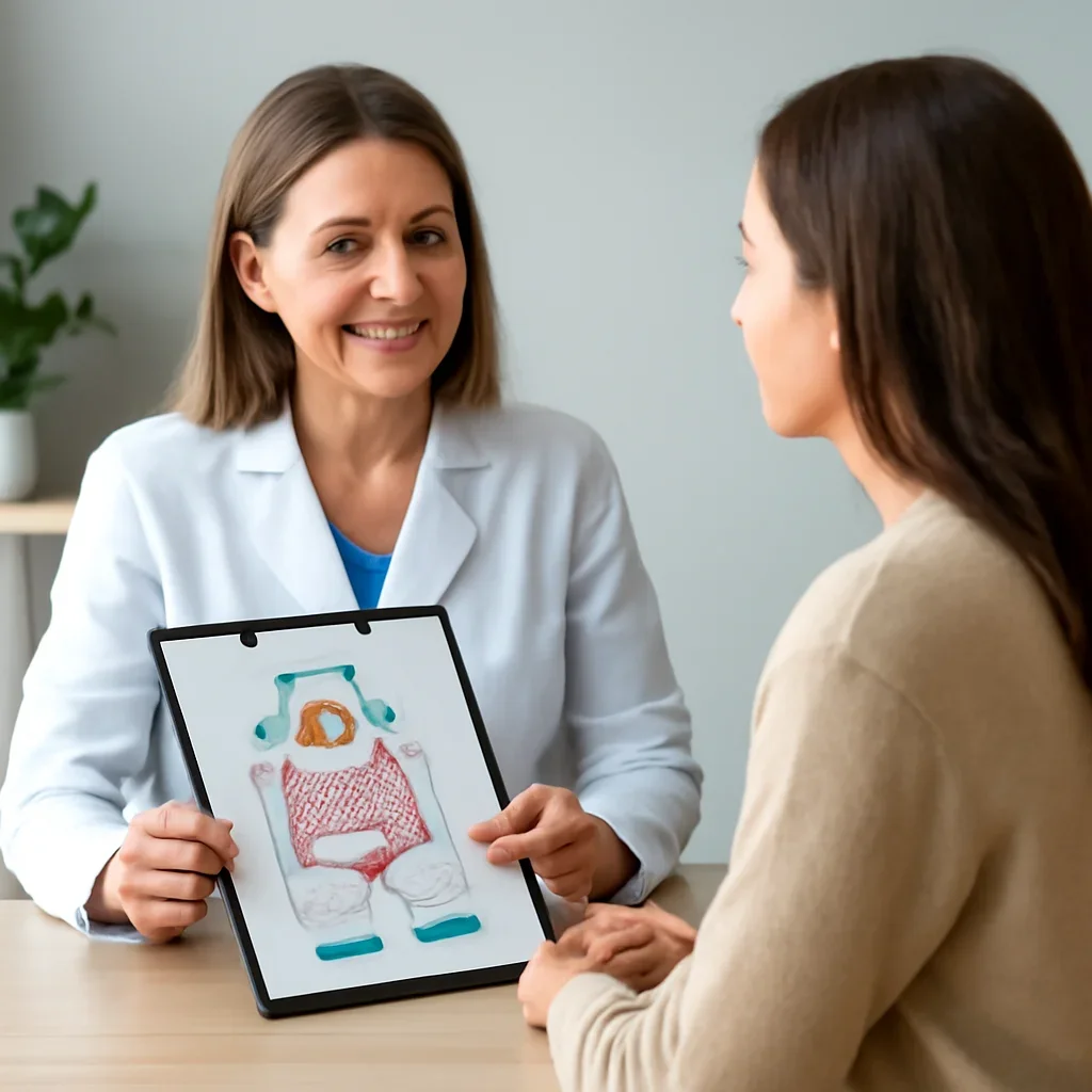 Nutrition professional reviewing a gut health report with a client