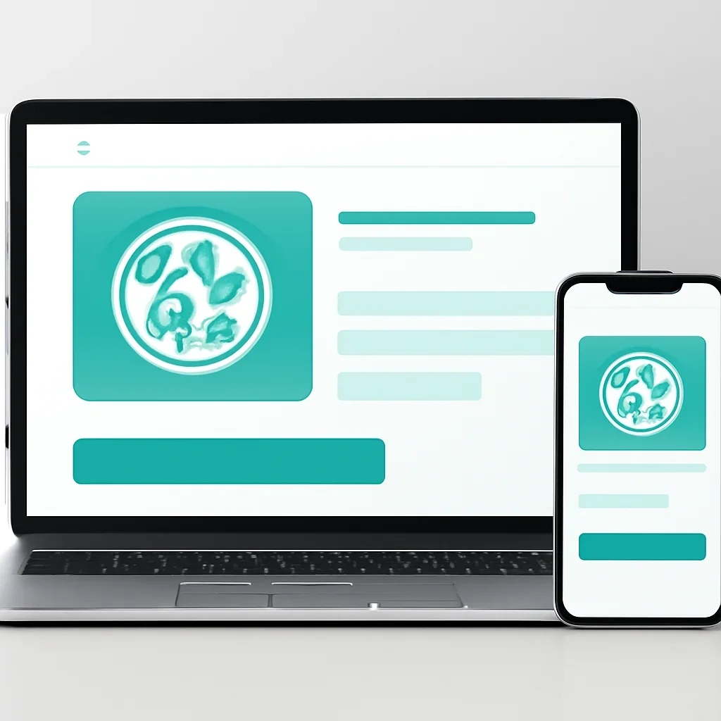 Online microbiome testing order page shown on laptop and phone screens