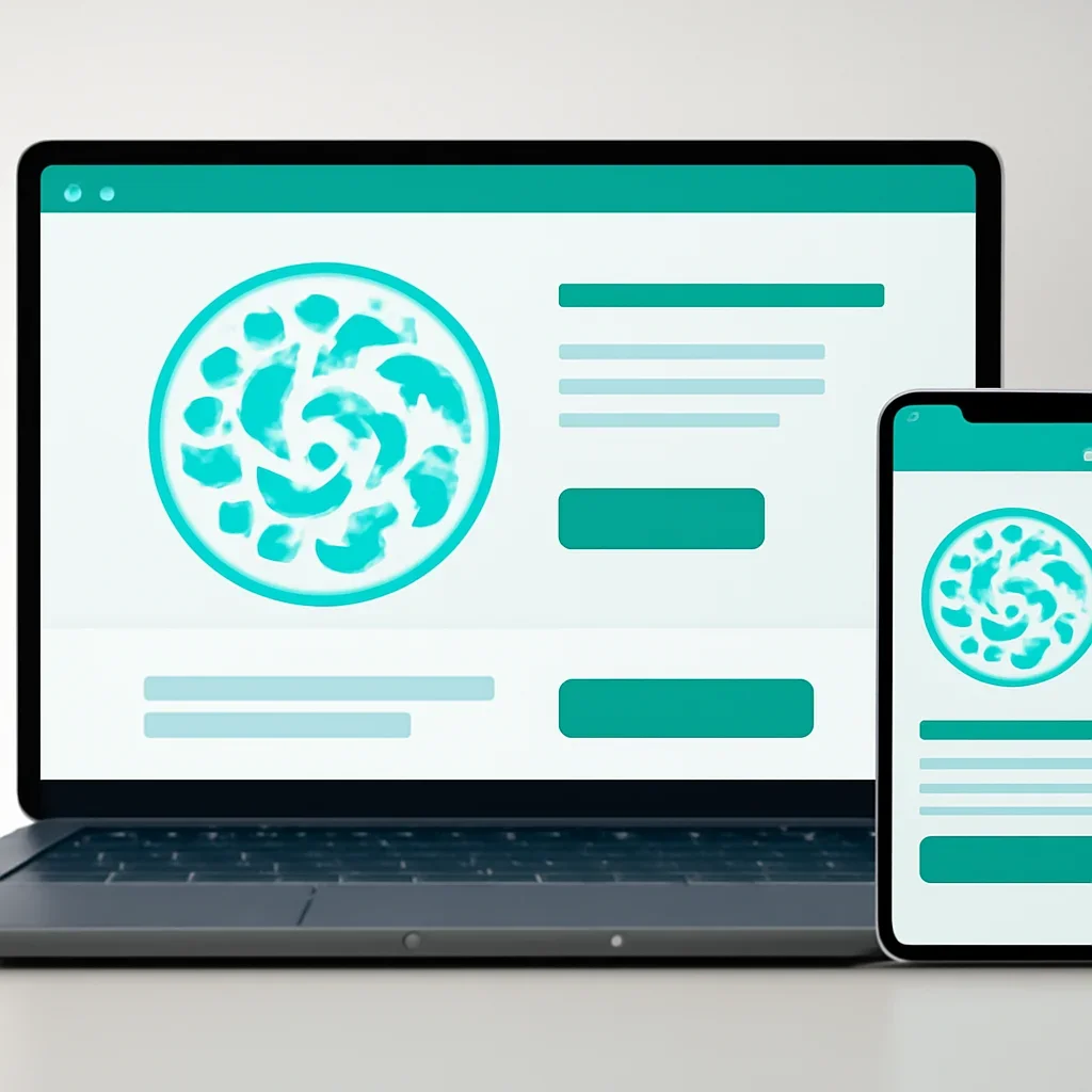Online microbiome testing order page shown on laptop and phone screens