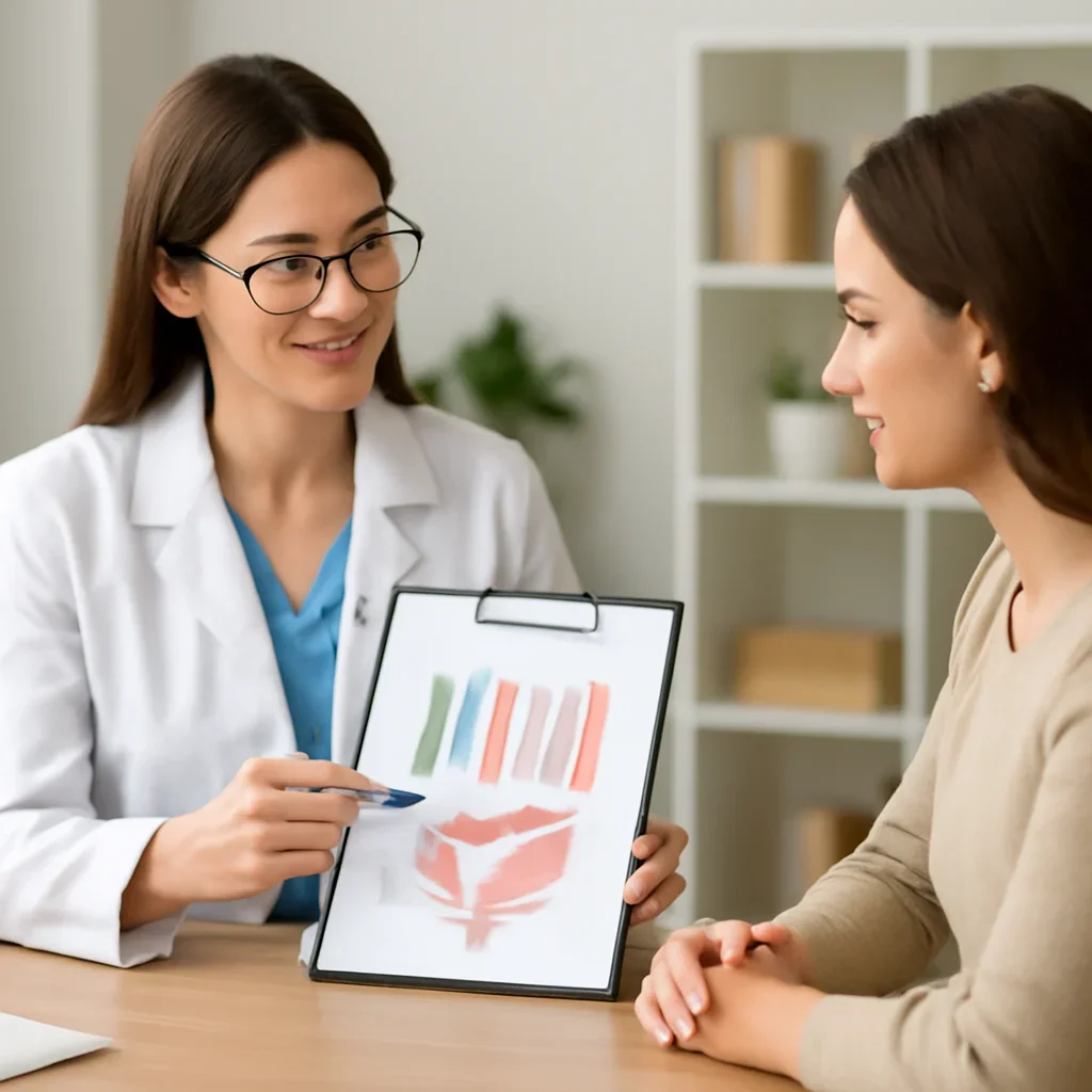 Nutrition professional reviewing a gut health report with a client