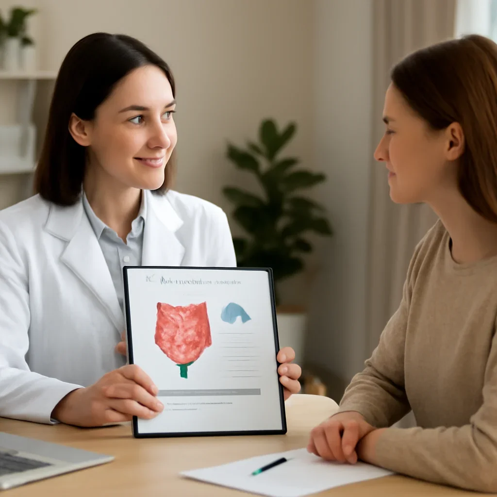 Nutrition professional reviewing a gut health report with a client