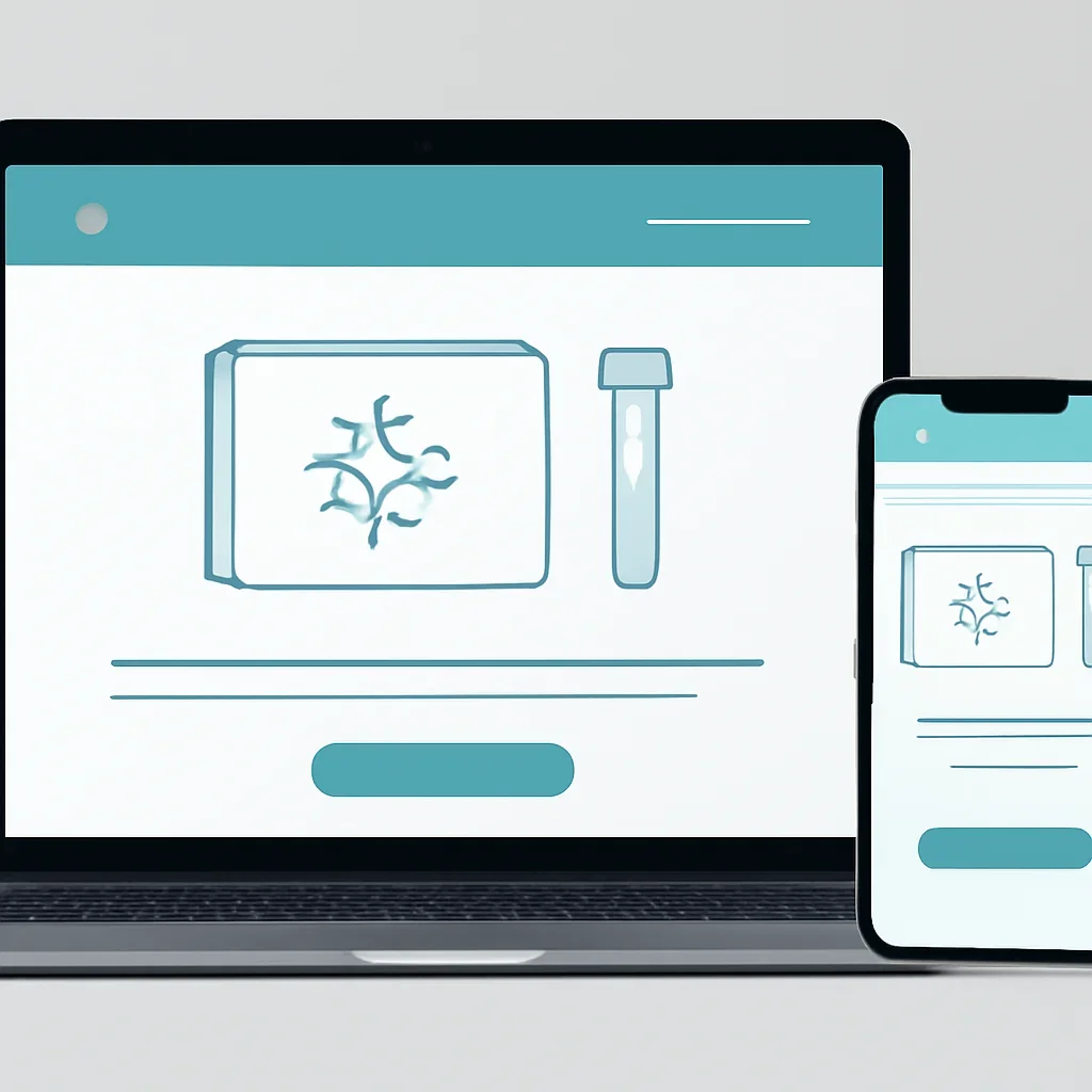 Online microbiome testing order page shown on laptop and phone screens
