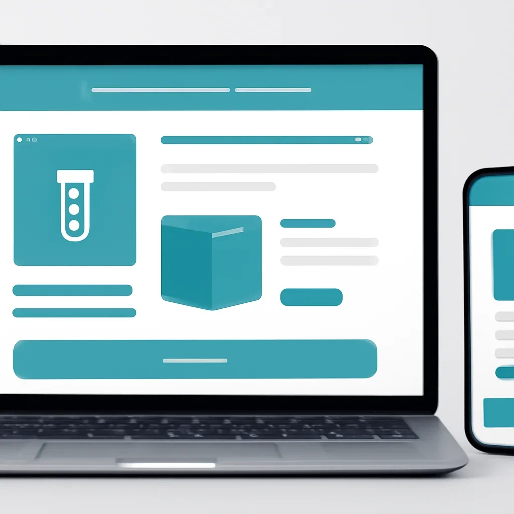 Online microbiome testing order page shown on laptop and phone screens