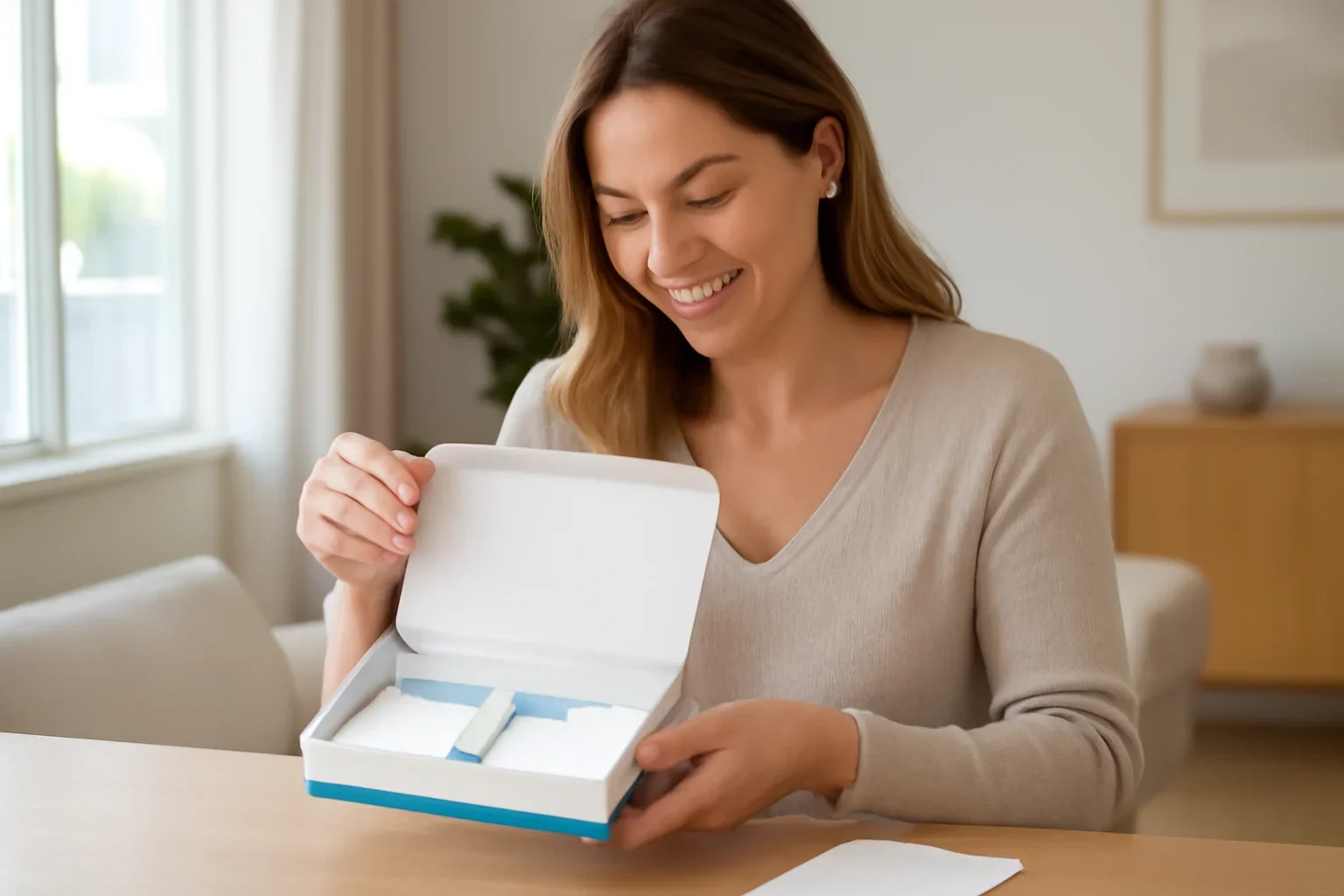 Person opening an at-home microbiome testing kit in Canada