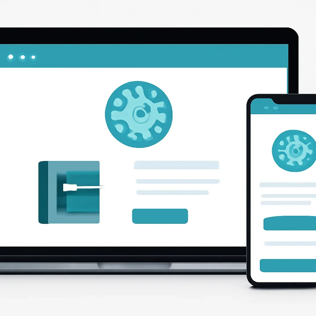 Online microbiome testing order page shown on laptop and phone screens