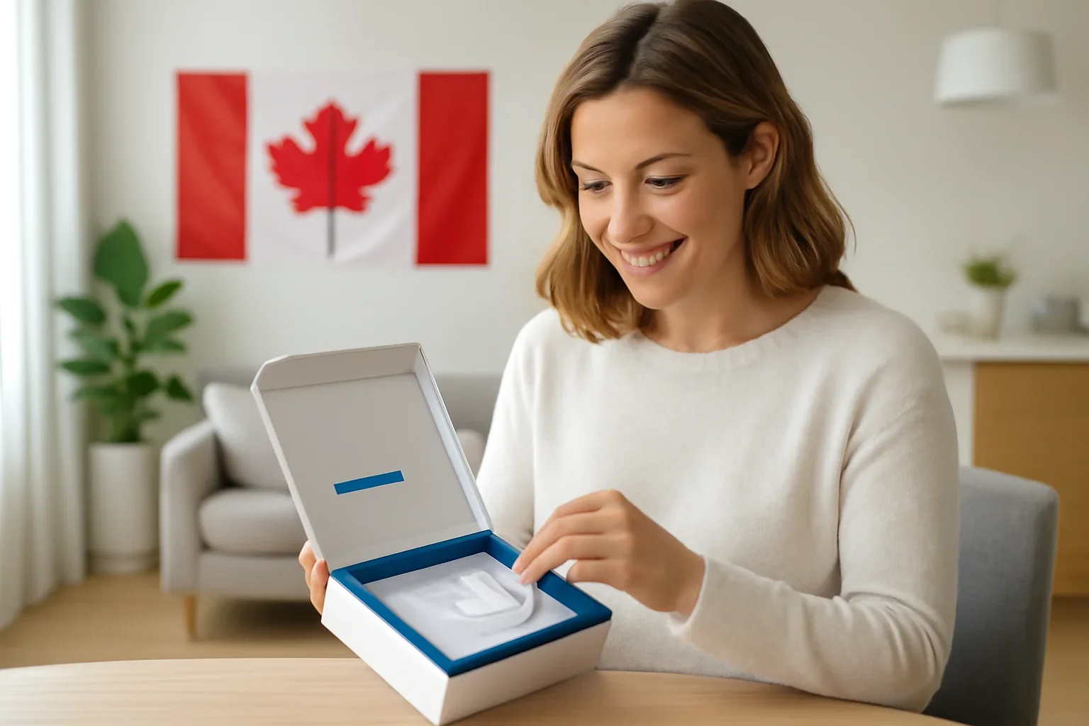 Person opening an at-home microbiome testing kit in Canada
