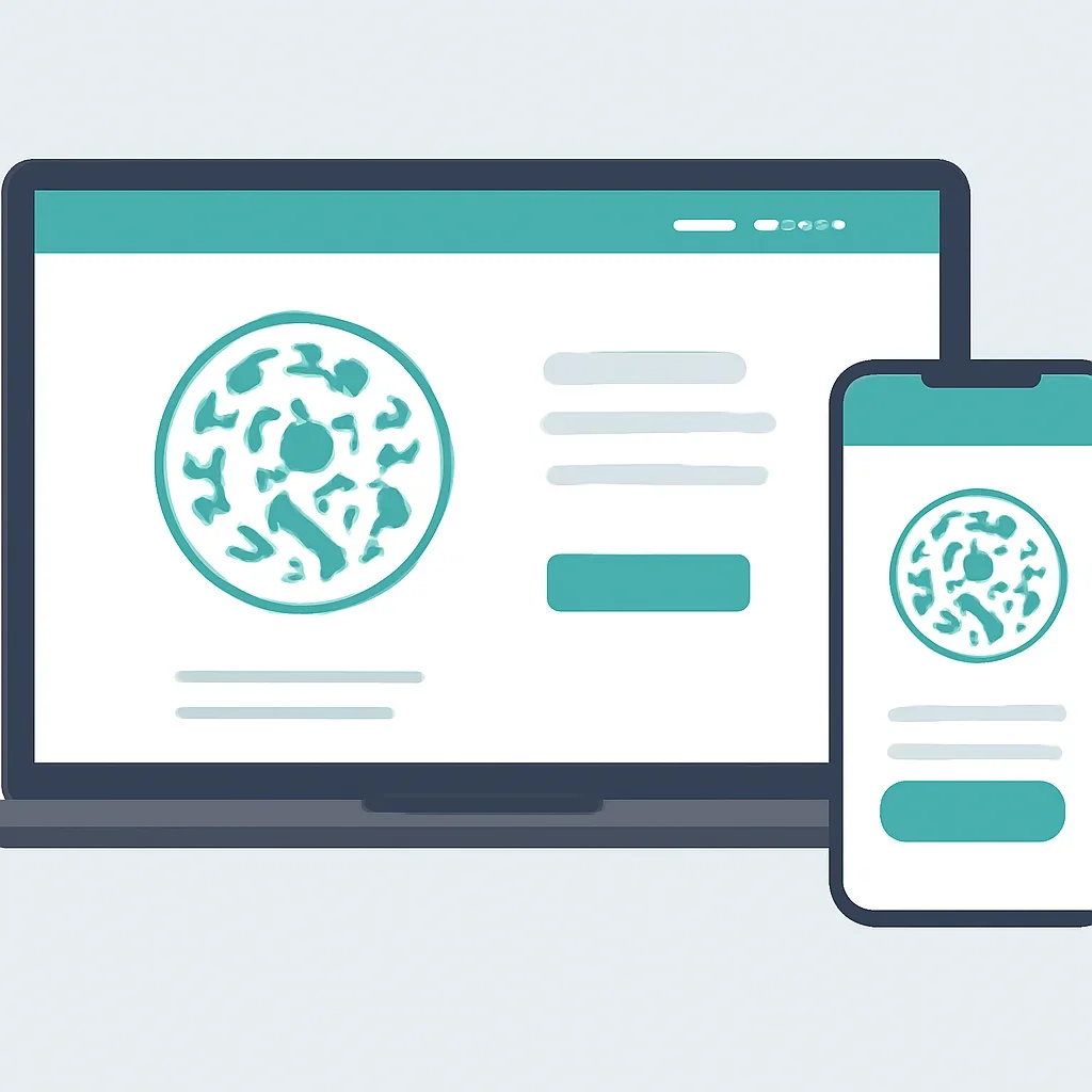 Online microbiome testing order page shown on laptop and phone screens