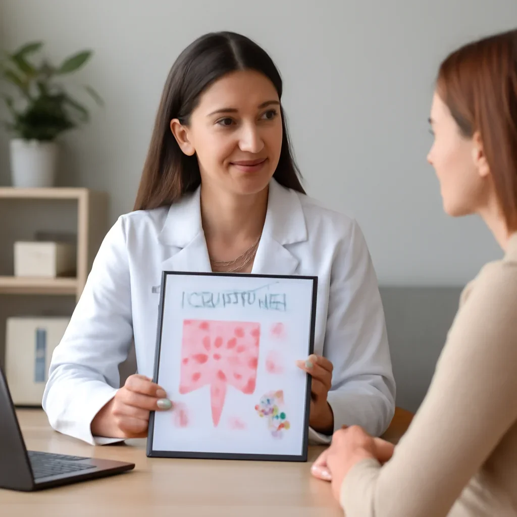 Nutrition professional reviewing a gut health report with a client