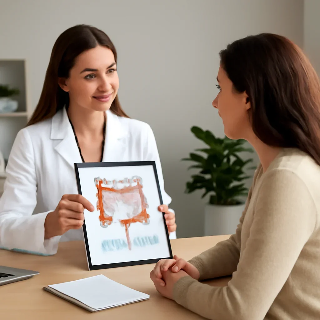 Nutrition professional reviewing a gut health report with a client