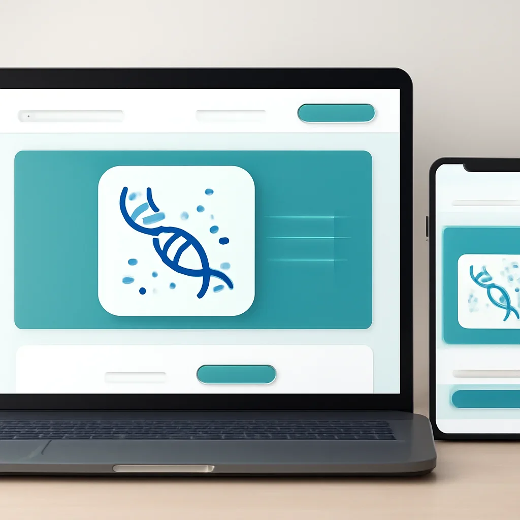 Online microbiome testing order page shown on laptop and phone screens