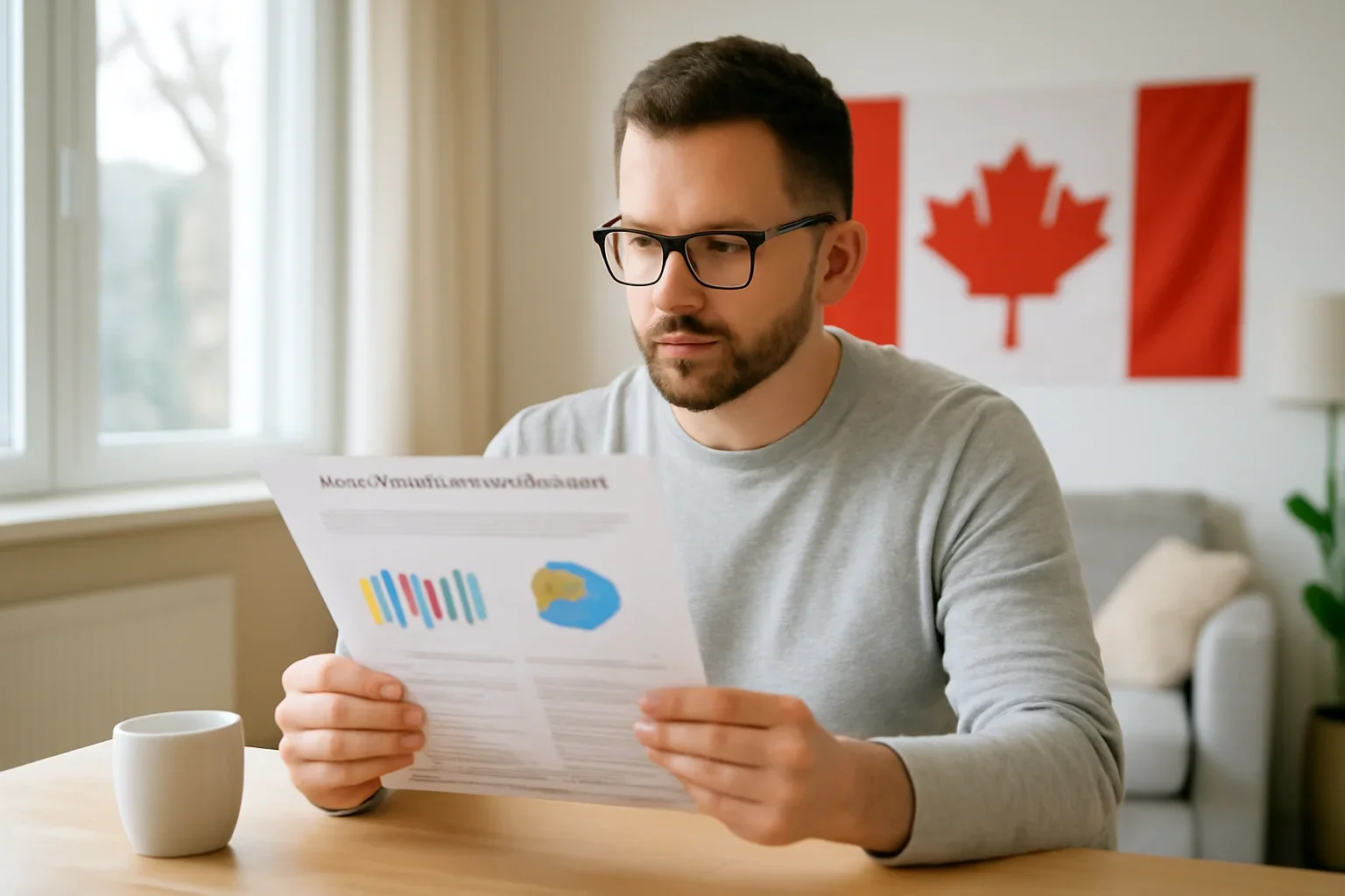 Canadian adult reviewing a pharmacogenetic testing report at home