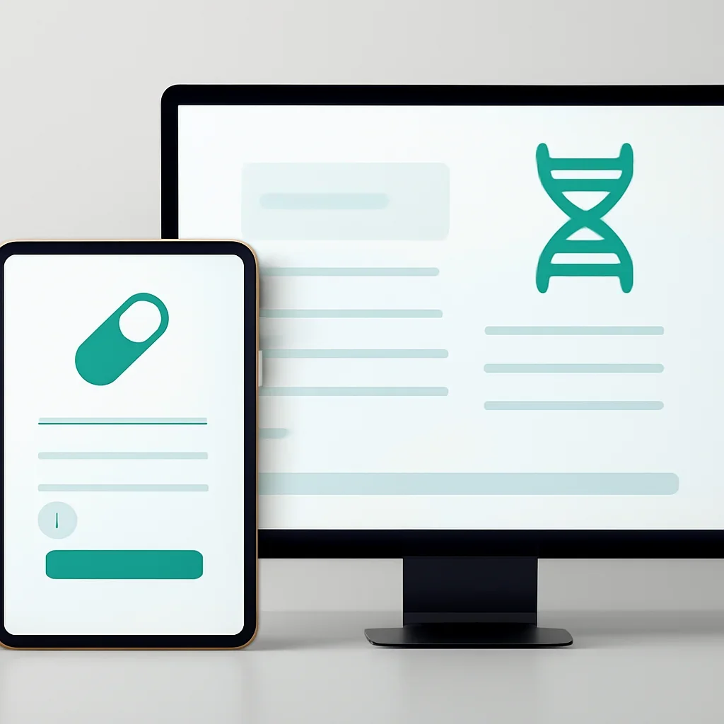 Tablet screen showing an online pharmacogenetic testing order form