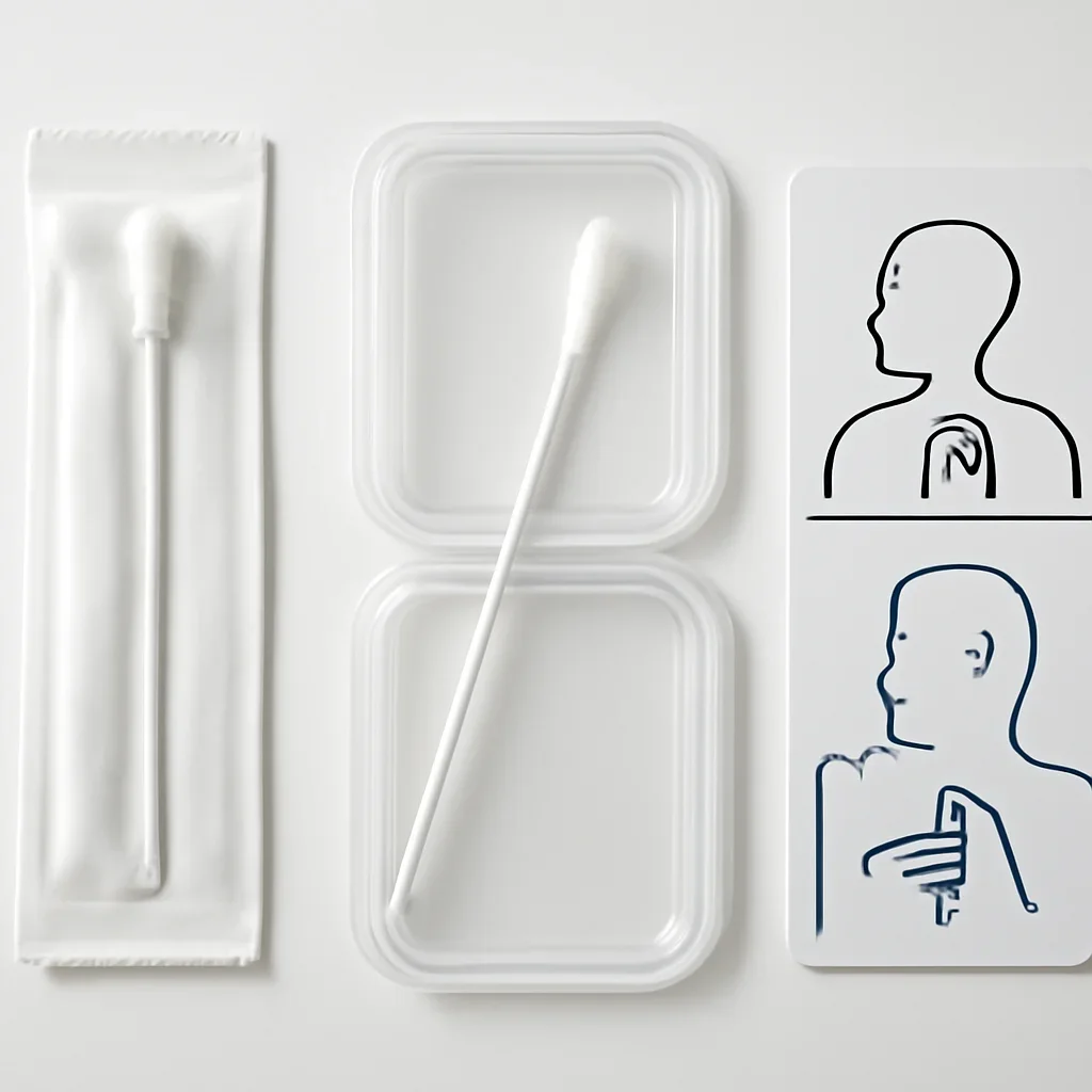 Close view of a home pharmacogenetic testing kit and instructions
