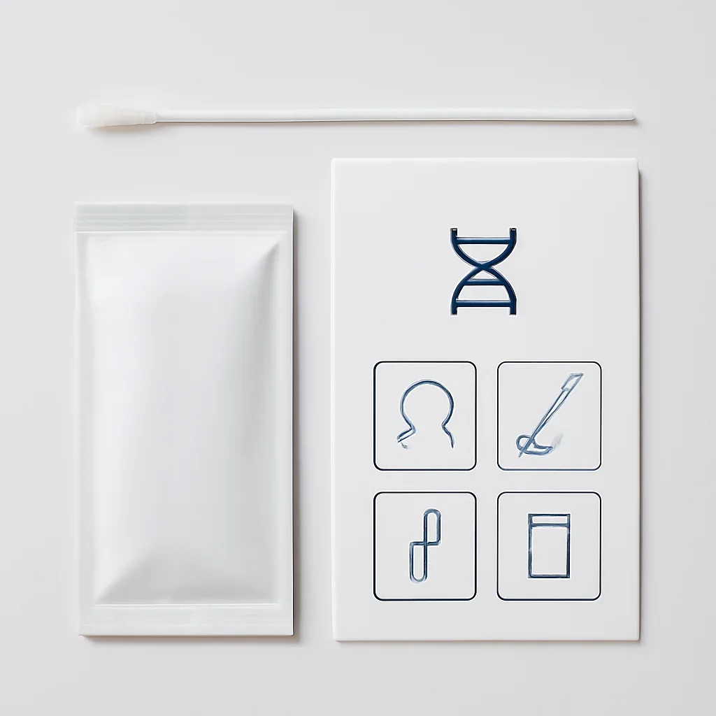 At-home DNA testing kit with collection instructions