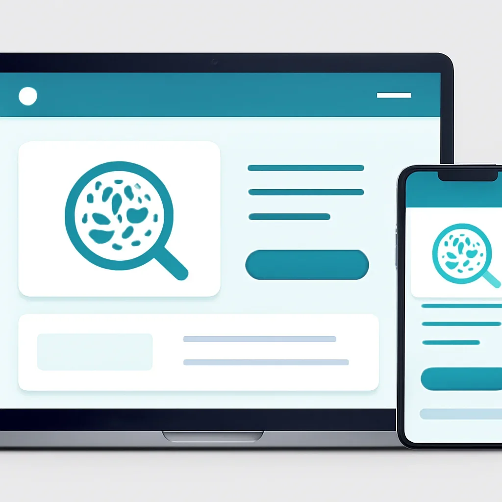 Online microbiome testing order page shown on laptop and phone screens
