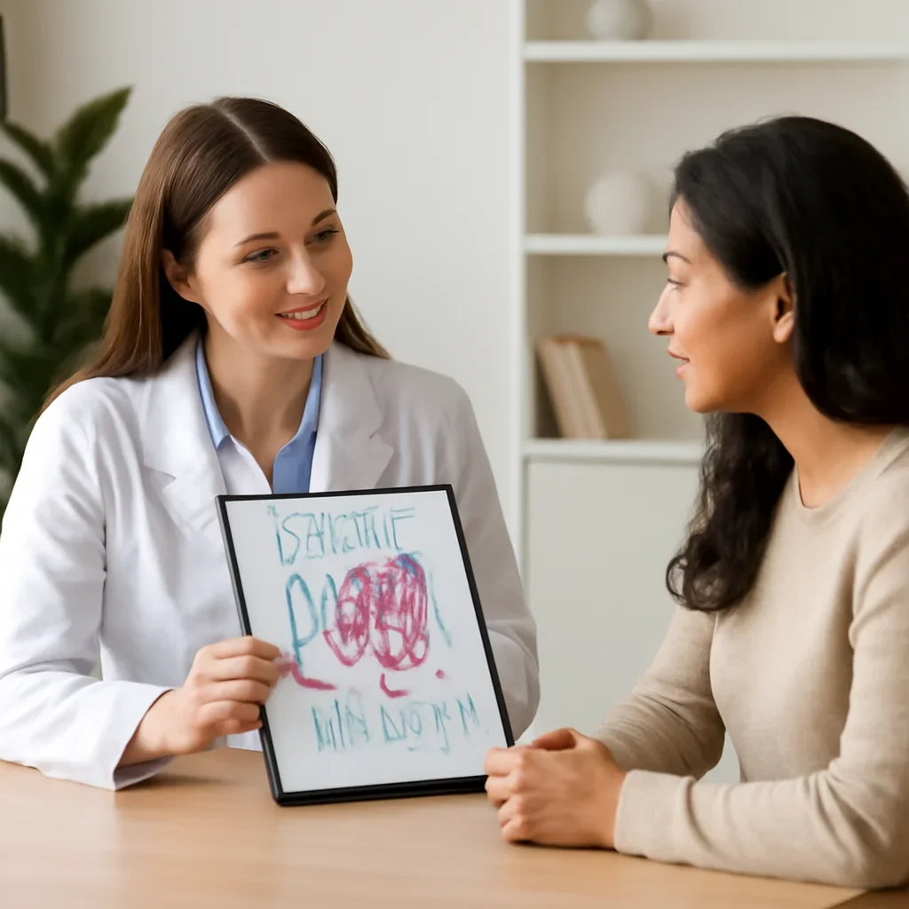 Nutrition professional reviewing a gut health report with a client